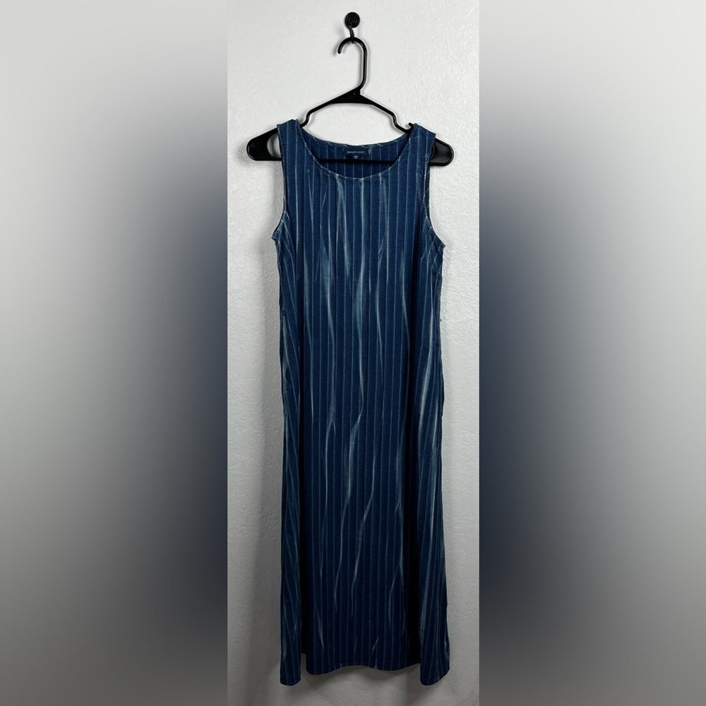 Pure Jill Indigo Women’s Navy‎ Striped Sleeveless Midi Casual Dress Sz SP